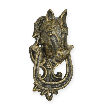 Gusseisen-Türklopfer bronzefarben, A CAST IRON HORSE HEAD DOOR KNOCKER, BRONZE COLOR