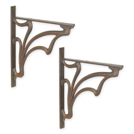 Jugendstil-Blumenhaken aus Gusseisen, A PAIR OF CAST IRON ART NOUVEAU WALL BRACKETS