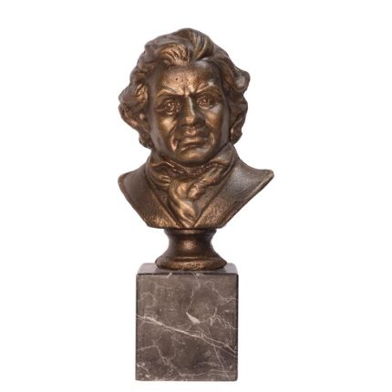 Gusseisen-Büste Beethoven mit Marmorsockel, A CAST IRON BUST OF LUDWIG VON BEETHOVEN ON MARBLE BASE