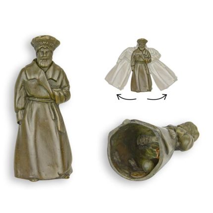 Figürliche Bronze-Tischglocke Mann, A BRONZE FIGURAL TABLE BELL OF A MAN