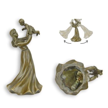 Figürliche Bronze-Tischglocke Frau mit Kind, A BRONZE FIGURAL TABLE BELL OF A YOUNG LADY WITH CHILD