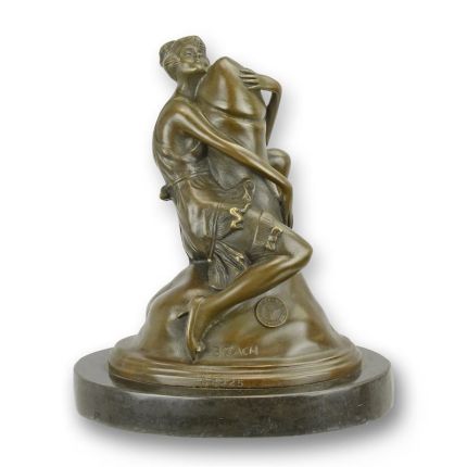 Erotische Bronzefigur, A BRONZE SCULPTURE OF A WOMAN EMBRACING A PHALLUS