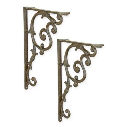 Paar Blumenhaken aus Gusseisen, A PAIR OF CAST IRON WALL BRACKETS