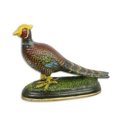 Bunte Gusseisentierfigur Fasan, A CAST IRON SCULPTURE OF A PHEASANT