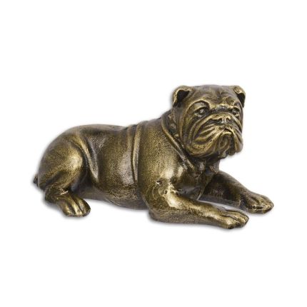 Gusseisenfigur englische Bulldogge, A CAST IRON SCULPTURE OF A RECLINING ENGLISH BULLDOG