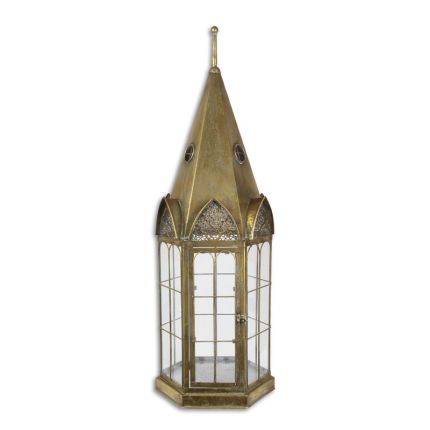 Zinnblech-Laterne in Form eines Kirchturms, A STEEPLE SHAPED TIN LANTERN