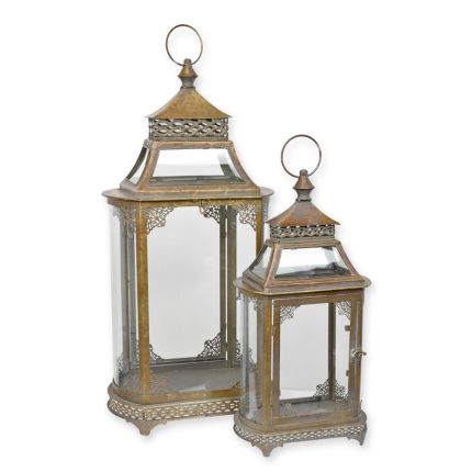 2er-Set Laternen mit Zinnanteilen, A PAIR OF TIN LANTERNS