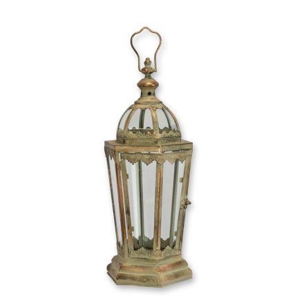 Standlaterne - H. 45,4 cm - sechseckig - Blech