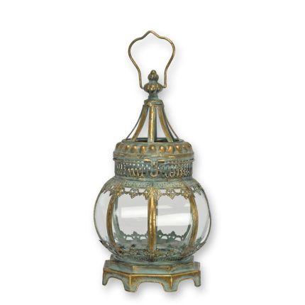 Runde Laterne auf Füßen mit Haltegriff - H. 32,4 cm - Standlaterne - Blech