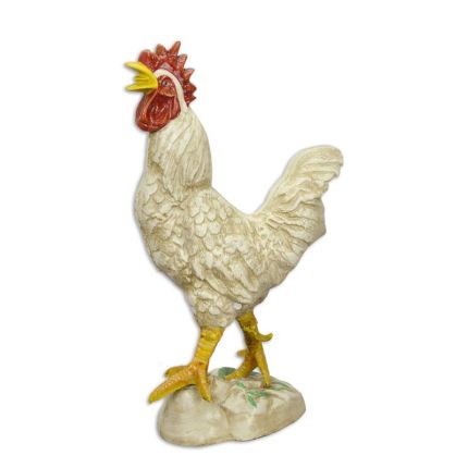 Gusseisenfigur Hahn, weiß, A CAST IRON SCULPTURE OF A ROOSTER, WHITE