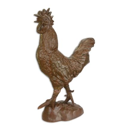 Gusseisenfigur Hahn, braun, A CAST IRON SCULPTURE OF A ROOSTER, BROWN