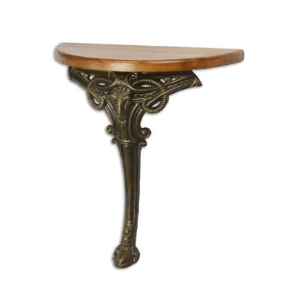 Gusseisen-Wandkonsole mit Holztischplatte, bronzefarben, A CAST IRON SIDE TABLE MOUNTED WITH WOODEN TOP - BRONZE LOOK