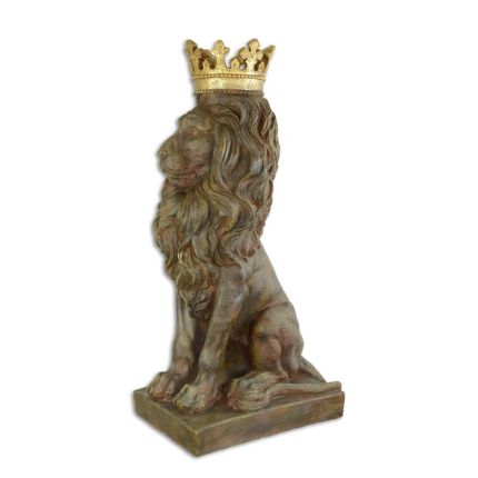 Polyresintierfigur gekrönter Löwe, Löwenfigur, A RESIN FIGURINE OF A CROWNED LION