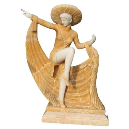 Marmorstatue Tänzerin im Art Deco-Stil, gemischter Marmor, MIXED MARBLE ART DECO DANCING WOMAN