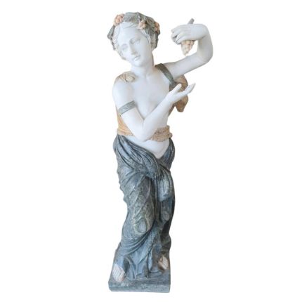 Marmorfigur antike Frau, A MIXED MARBLE STATUE OF A WOMAN WITH GRAPES