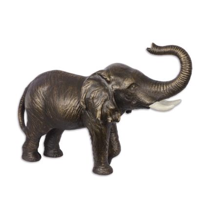 Gusseisentierfigur Elefant, Elefantenfigur, bronzefarben, A CAST IRON SCULPTURE OF AN ELEPHANT, BRONZE COLOR