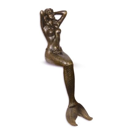 Gusseisenfigur Meerjungfrau, Nixe, A CAST IRON SCULPTURE OF A MERMAID