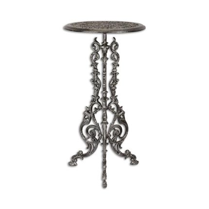 Gusseisentisch für Pflanzen, Gusseisen, Tisch, rund, antiksilber, A CAST IRON PLANT TABLE, ANTIQUE SILVER