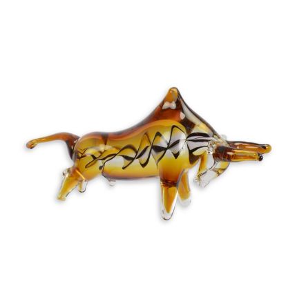 Glasfigur Stier, Stierfigur, Murano-Stil, A MURANO STYLE GLASS FIGURINE OF A BULL