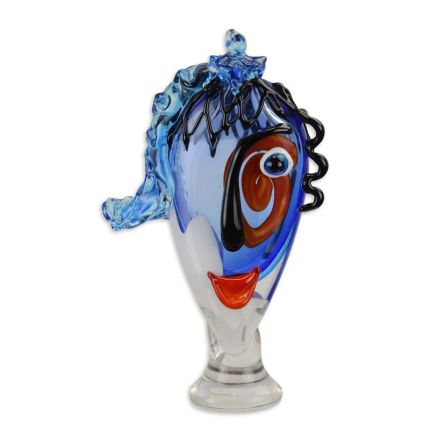 Glasfigur Damenkopf im Murano-Stil, A MURANO STYLE ABSTRACT GLASS FIGURINE OF A LADIES HEAD