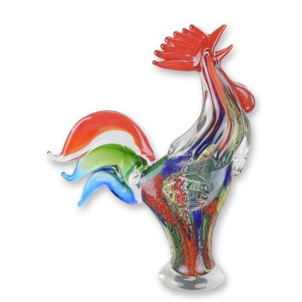 Glasfigur Hahn im Murano-Stil, A MURANO STYLE GLASS FIGURINE OF A  ROOSTER