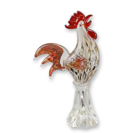 Glasfigur Hahn im Murano-Stil, A MURANO STYLE GLASS FIGURINE OF A ROOSTER