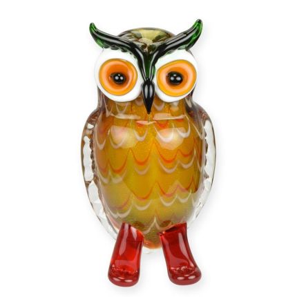 Glasfigur Eulen, Eulenfigur, Murano-Stil, A MURANO STYLE GLASS FIGURINE OF AN OWL