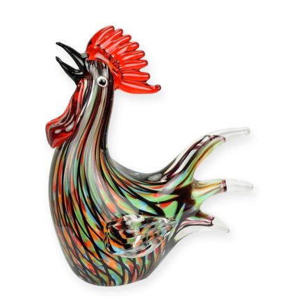 Glasfigur Hahn im Murano-Stil, A MURANO STYLE GLASS FIGURINE OF A ROOSTER