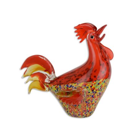 Glasfigur Hahn im Murano-Stil, A MURANO STYLE GLASS FIGURINE OF A ROOSTER