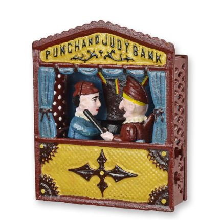 Spardose aus Gusseisen, A CAST IRON PUNCH AND JUDY MECHANICAL BANK