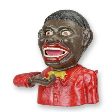 Spardose aus Gusseisen, A CAST IRON BLACK MAN MECHANICAL BANK