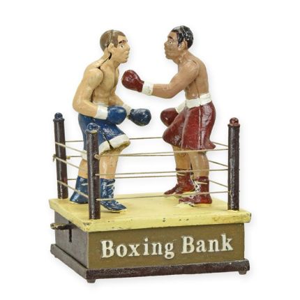 Spardose aus Gusseisen, A CAST IRON BOXING MECHANICAL BANK