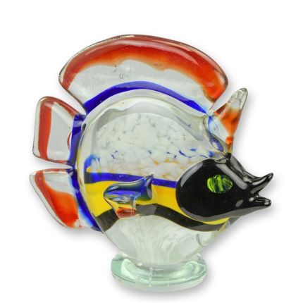 Glasfigur Diskusfisch im Murano-Stil, A MURANO STYLE GLASS FIGURINE OF A DISCUS FISH