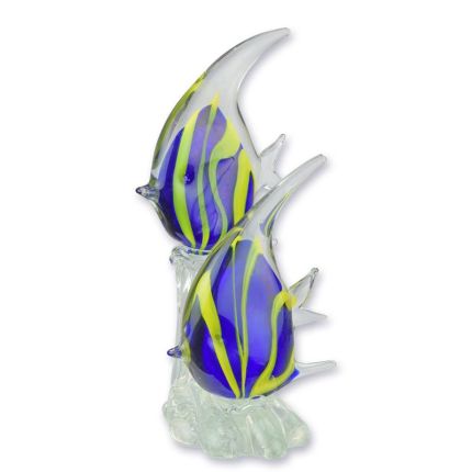 Glasfigur Kaiserfische im Murano-Stil, A MURANO STYLE GLASS FIGURINE OF A PAIR OF ANGELFISH