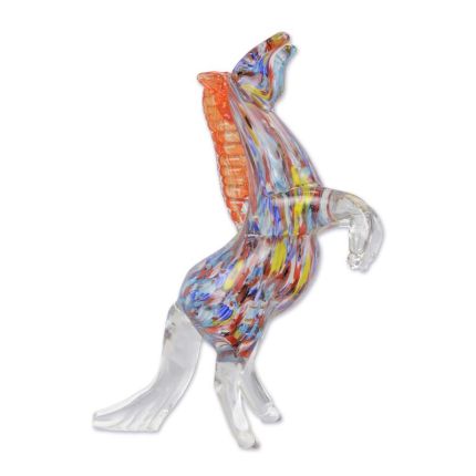 Glasfigur Hengst im Murano-Stil, A MURANO STYLE GLASS FIGURINE OF A REARING STALLION