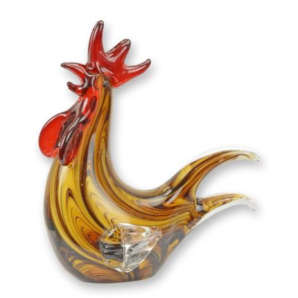 Glasfigur Hahn, Gockel, Hahnfigur, Murano-Stil, A MURANO STYLE GLASS FIGURINE OF A ROOSTER