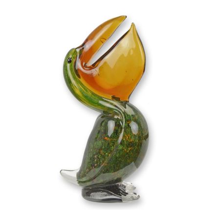 Glasfigur Pelikan, Vogel, Vogelfigur, Murano-Stil, A MURANO STYLE GLASS FIGURINE OF A PELICAN