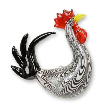 Glasfigur Hahn, Hahnfigur, Murano-Stil, A MURANO STYLE GLASS FIGURINE OF A ROOSTER