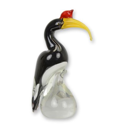 Glasfigur Nashornvogel im Murano-Stil, A MURANO STYLE GLASS FIGURINE OF A HORNBILL