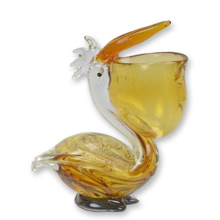 Glasfigur Pelikan im Murano-Stil, A MURANO STYLE GLASS PELICAN COIN BOWL