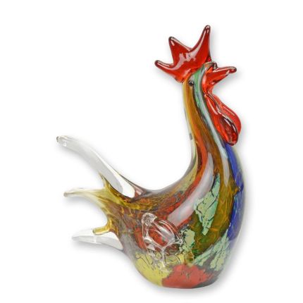 Glasfigur Hahn, Hahnfigur, Murano-Stil, A MURANO STYLE GLASS FIGURINE OF A ROOSTER