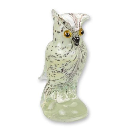 Glasfigur Eule, Eulenfigur, Murano-Stil, A MURANO STYLE GLASS FIGURINE OF A LONG EARED OWL