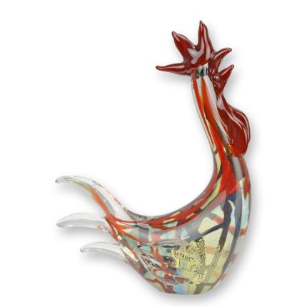 Glasfigur Hahn, Hahnfigur, Murano-Stil, A MURANO STYLE GLASS FIGURINE OF A ROOSTER