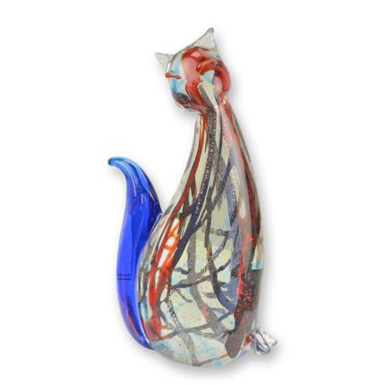 Glasfigur Katze, Katzenfigur, Murano-Stil, A MURANO STYLE GLASS FIGURINE OF A CAT