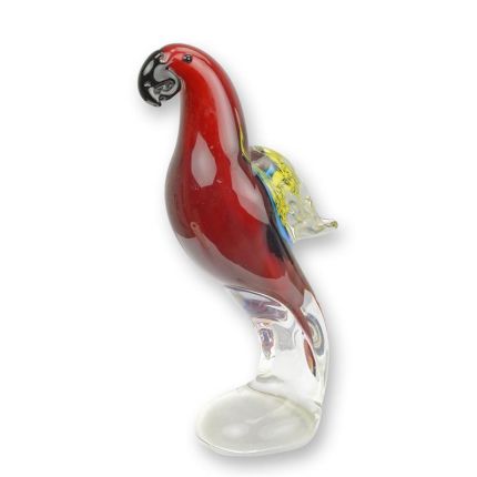 Glasfigur Papagei im Murano-Stil, A MURANO STYLE GLASS FIGURINE OF A SCARLET MACAW