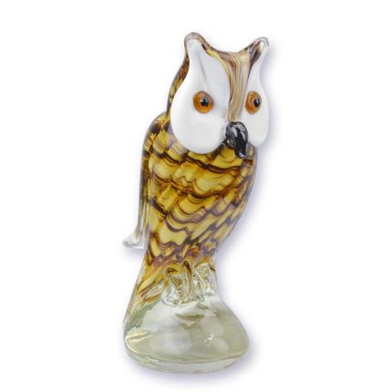 Glasfigur Eule, Eulenfigur, Murano-Stil, A MURANO STYLE GLASS FIGURINE OF A GREAT HORNED OWL