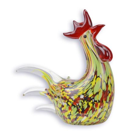 Glasfigur Hahn, Hahnfigur, Murano-Stil, A MURANO STYLE GLASS FIGURINE OF A ROOSTER