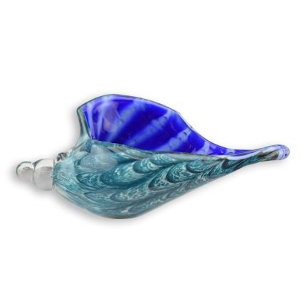 Muranoglas-Schale, Muschelschale, Decoschale, Glasschale, blau-petrol, A MURANO STYLE GLASS CONCH SHELL