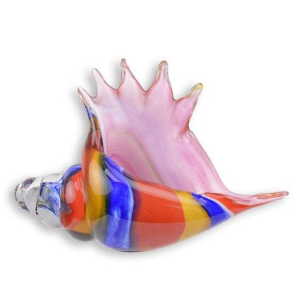 Muranoglas-Schale, Muschelschale, Dekoschale, Glasschale, rot-weiß-schwarz, A MURANO STYLE GLASS CONCH SHELL