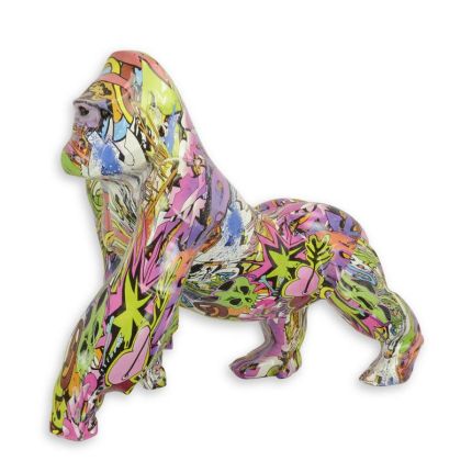 Polyresin-Figur Gorilla, Graffiti-Stil, A RESIN SCULPTURE OF A HYDROGRAPHIC DIPPED GORILLA